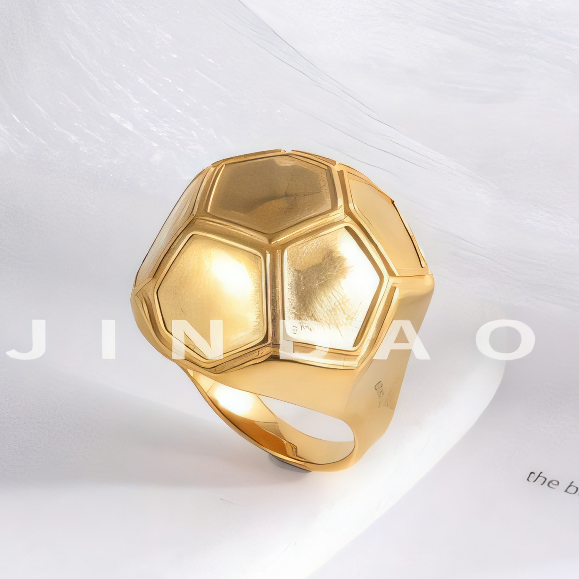 Geometric Hexagonal Stainless Steel Ring Colorful Design for Women | G004504