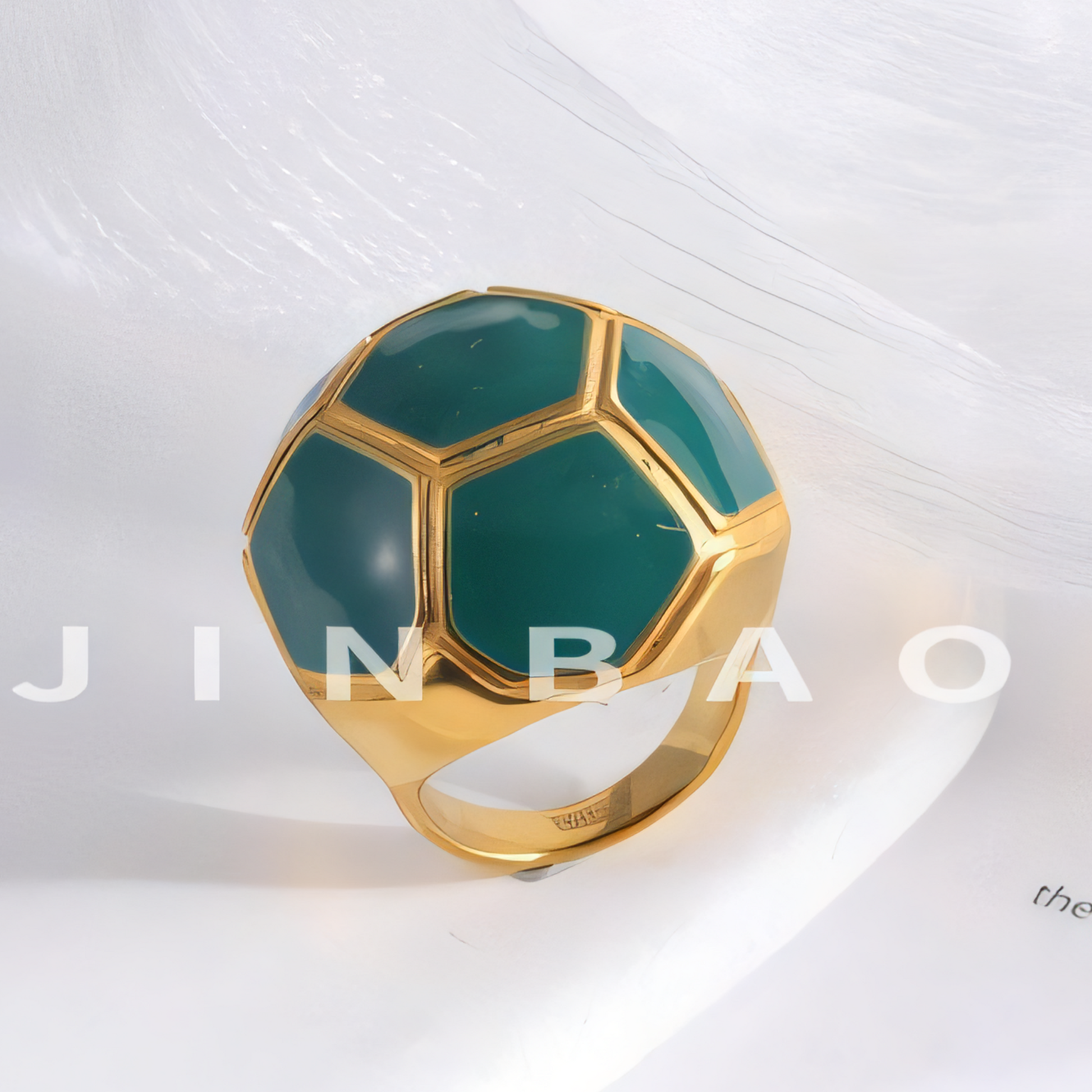 Geometric Hexagonal Stainless Steel Ring Colorful Design for Women | G004504