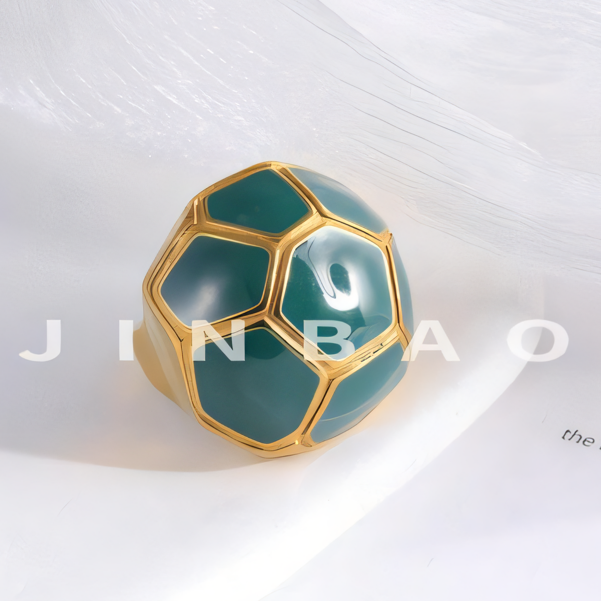 Geometric Hexagonal Stainless Steel Ring Colorful Design for Women | G004504