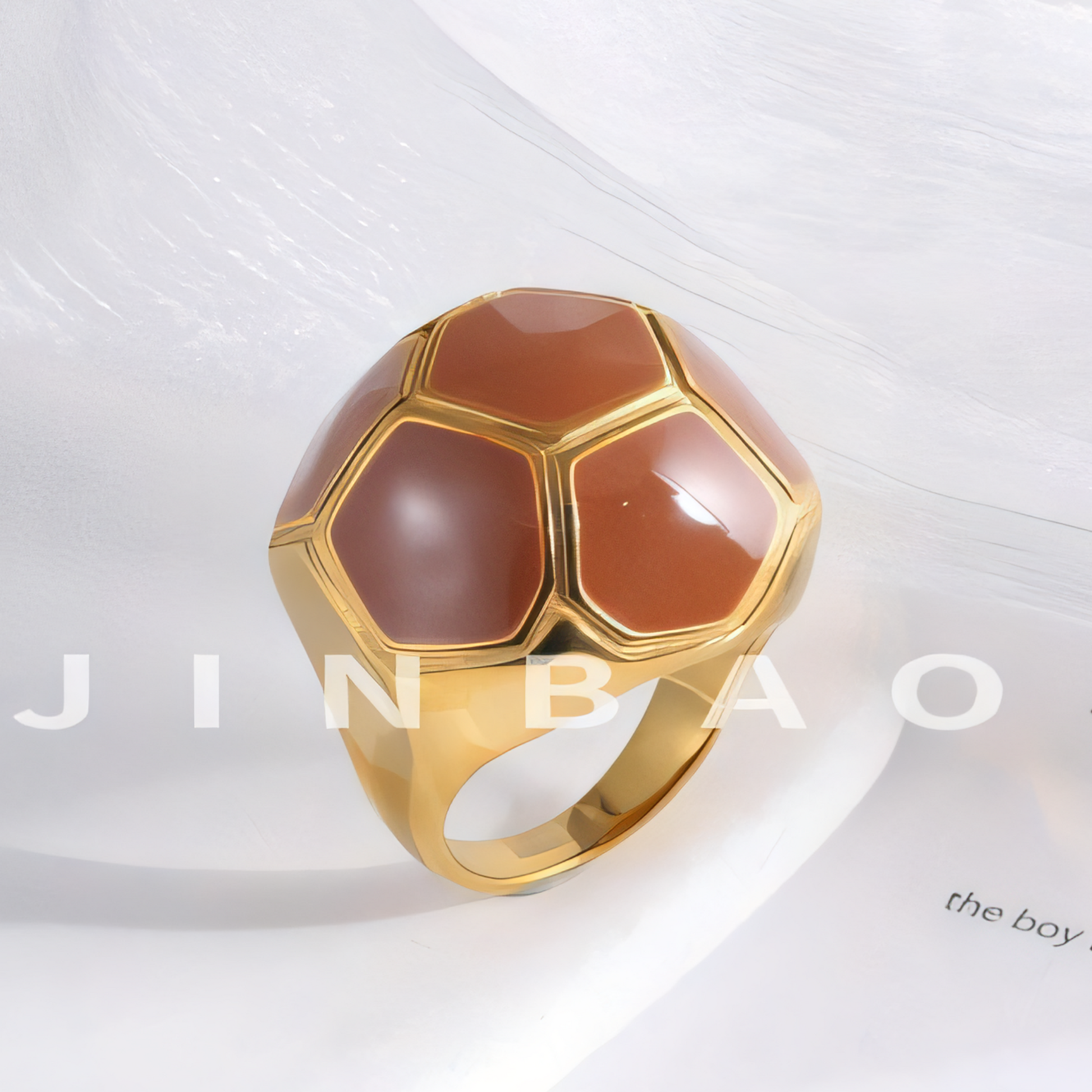 Geometric Hexagonal Stainless Steel Ring Colorful Design for Women | G004504