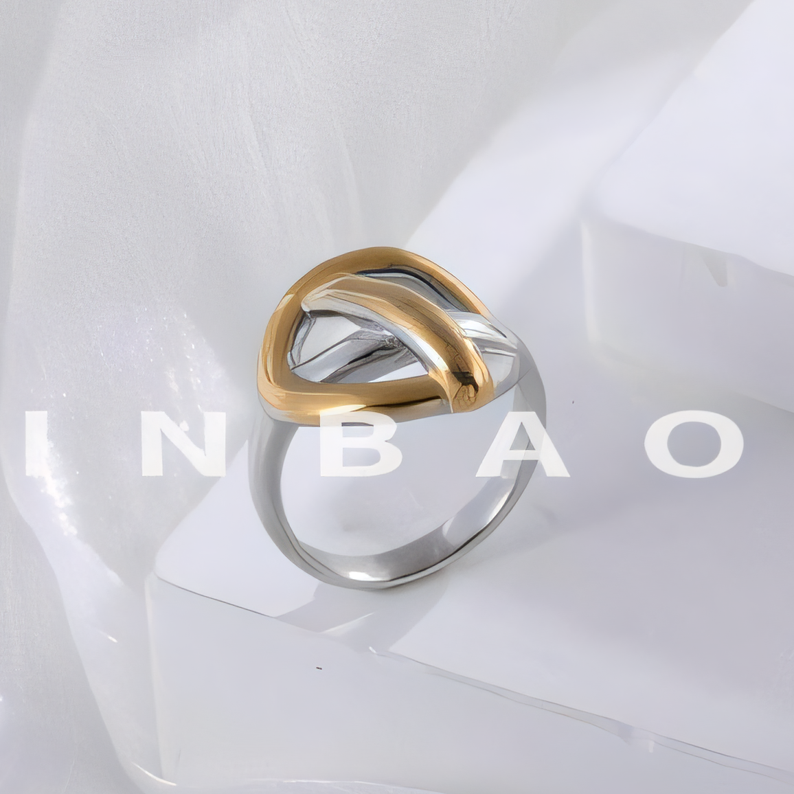 Geometric Intertwined Stainless Steel Ring Women's Elegant Minimalist Band | N00663