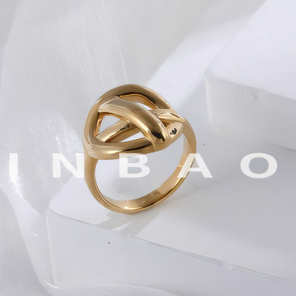 Geometric Intertwined Stainless Steel Ring Women's Elegant Minimalist Band | N00663