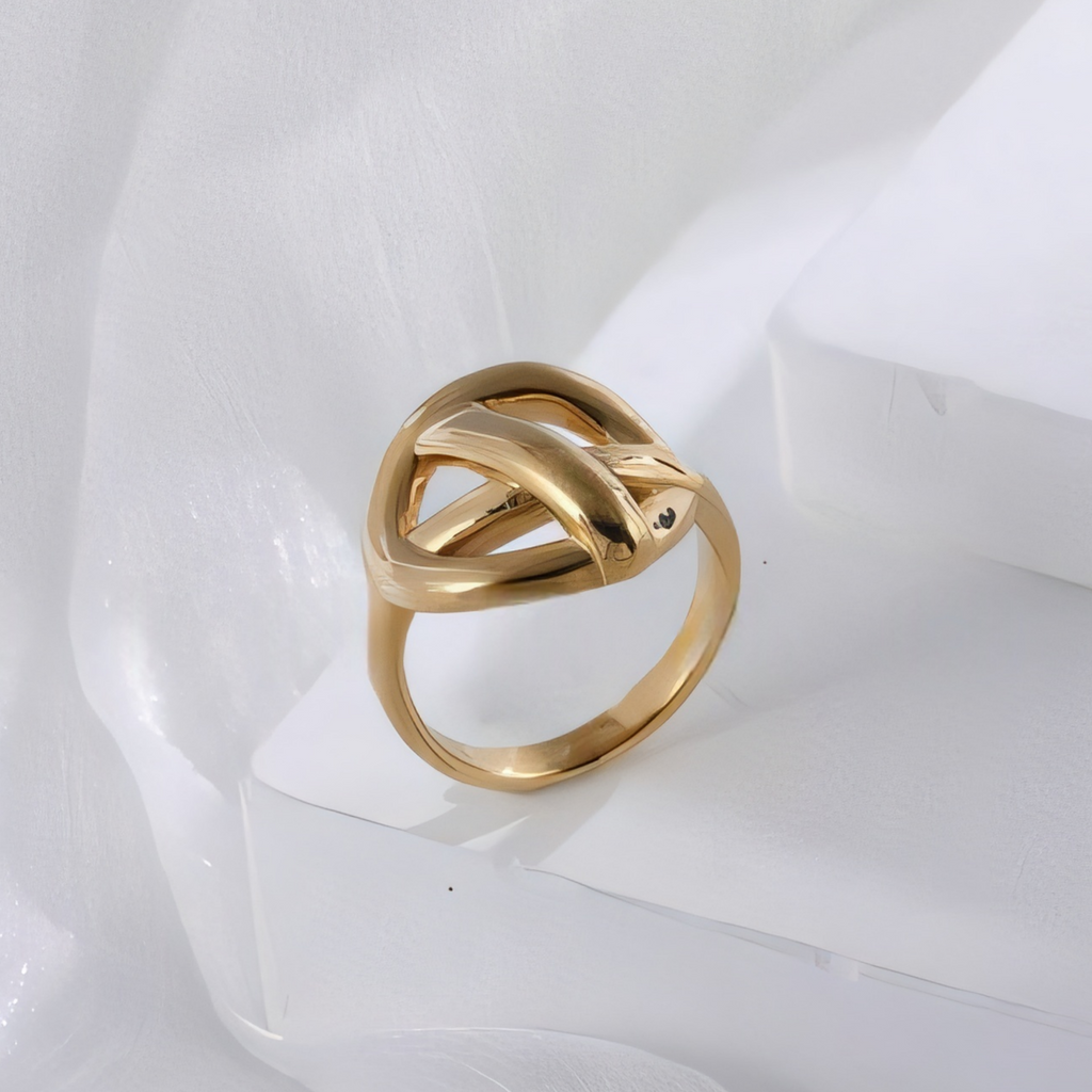 Stainless Steel Wave Design Ring, Trendy Fashion Jewelry for Women