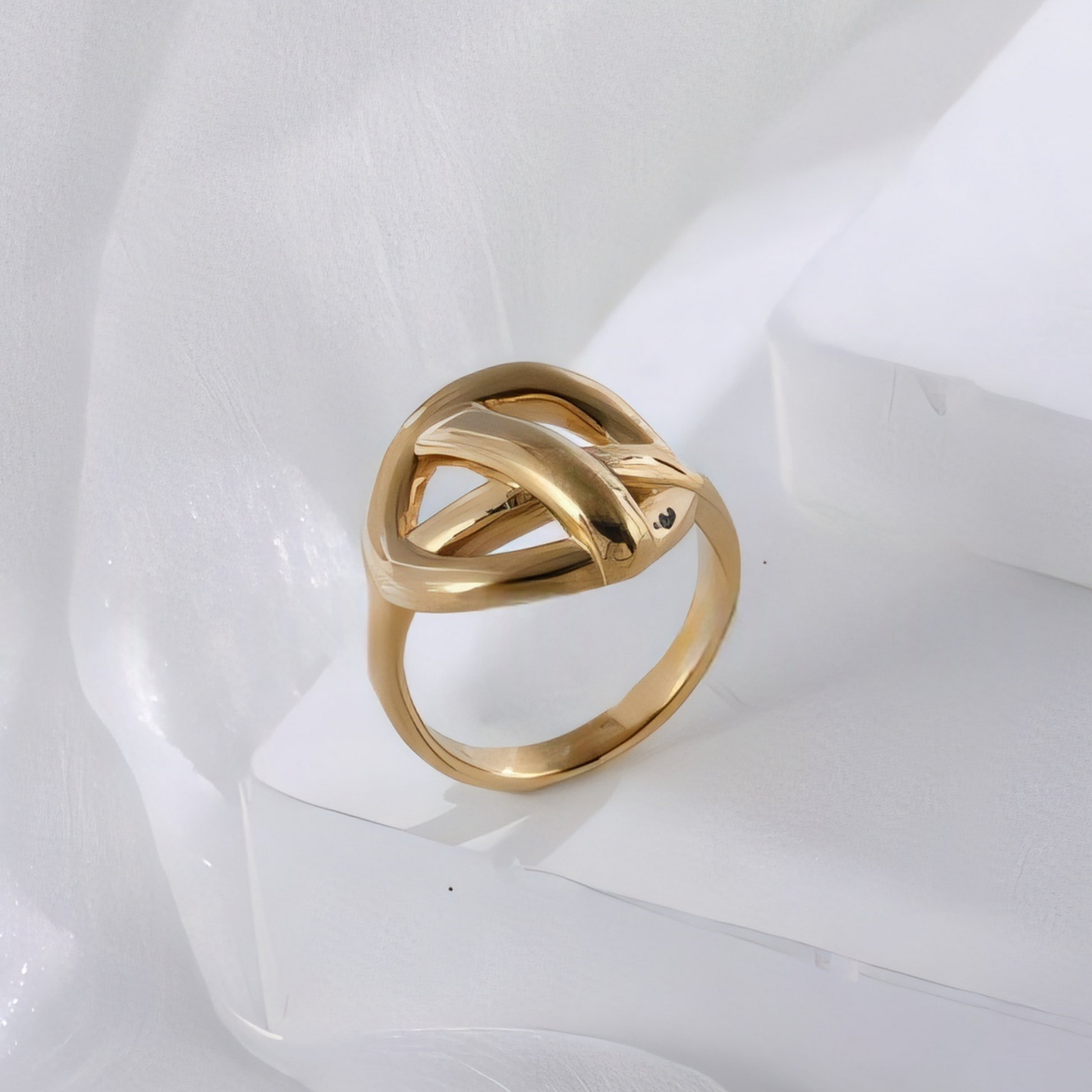 Stainless Steel Wave Design Ring, Trendy Fashion Jewelry for Women