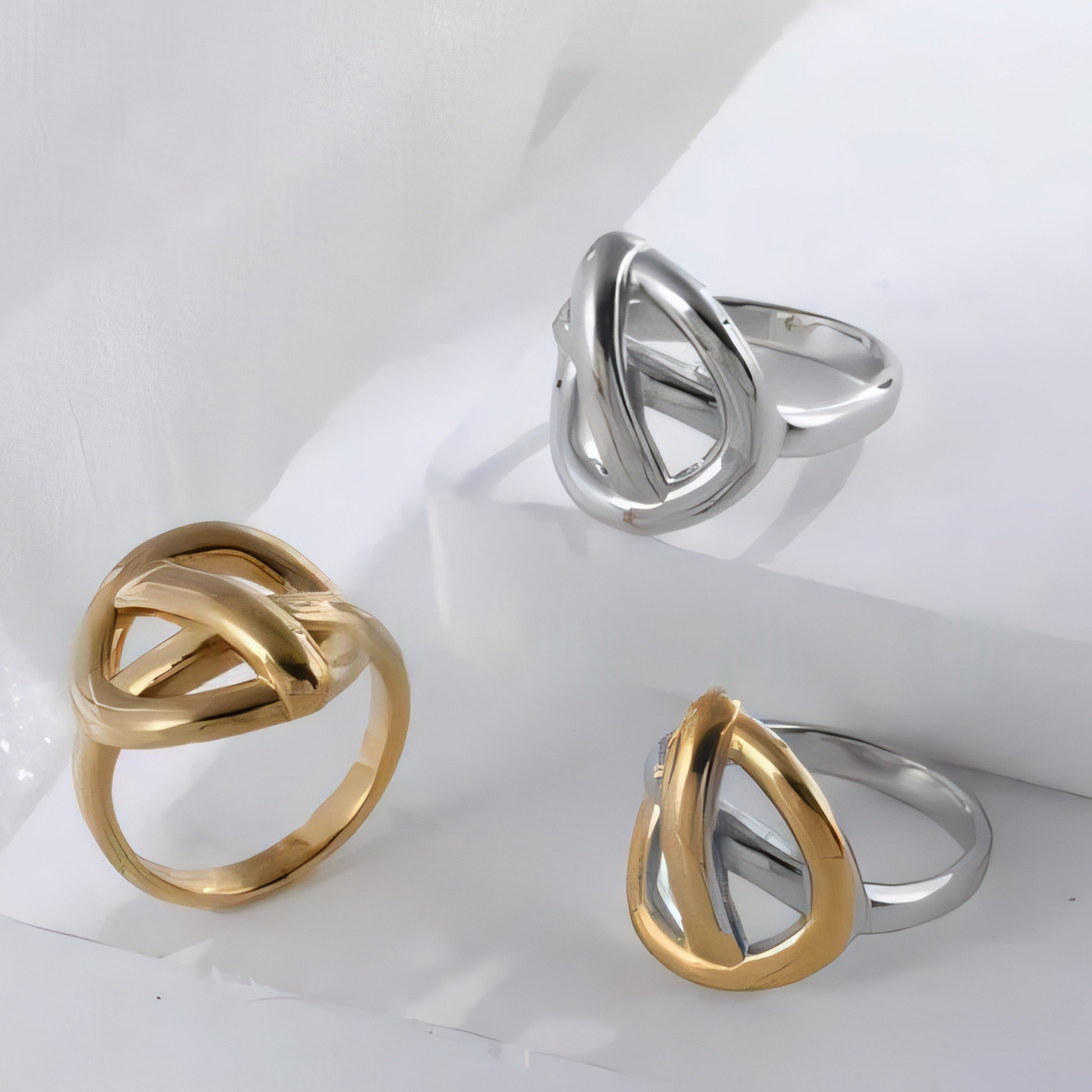 Geometric Intertwined Stainless Steel Ring Women's Elegant Minimalist Band | N00663