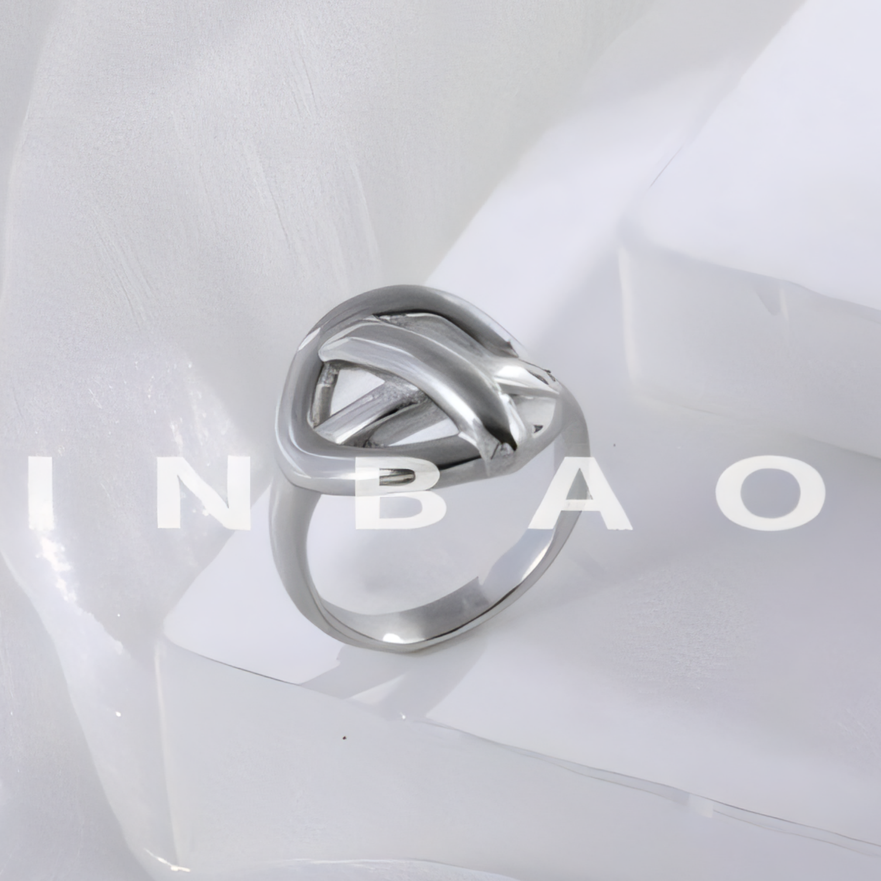 Geometric Intertwined Stainless Steel Ring Women's Elegant Minimalist Band | N00663