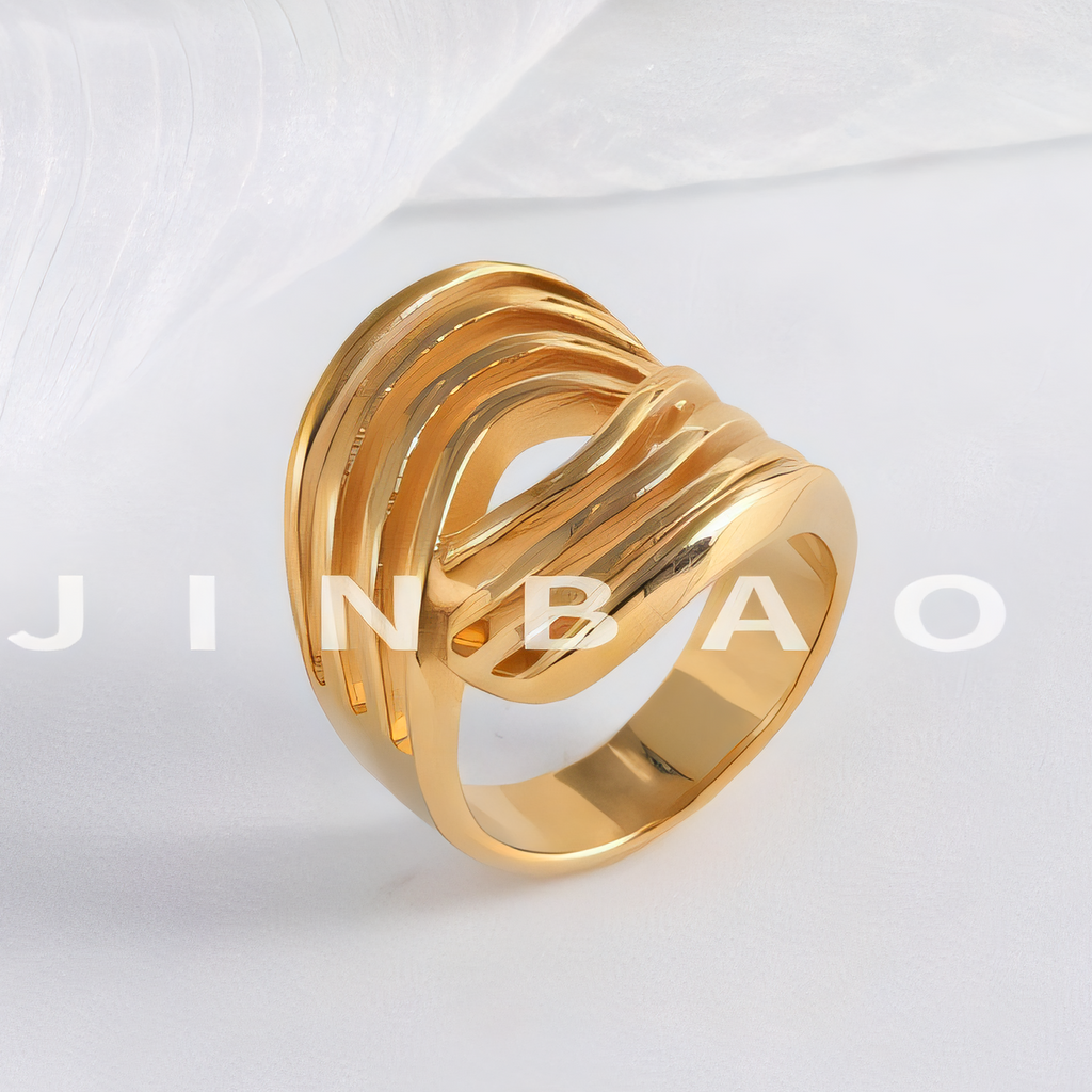 Geometric Layered Design Ring Women's Elegant Stainless Steel Ring | G00915