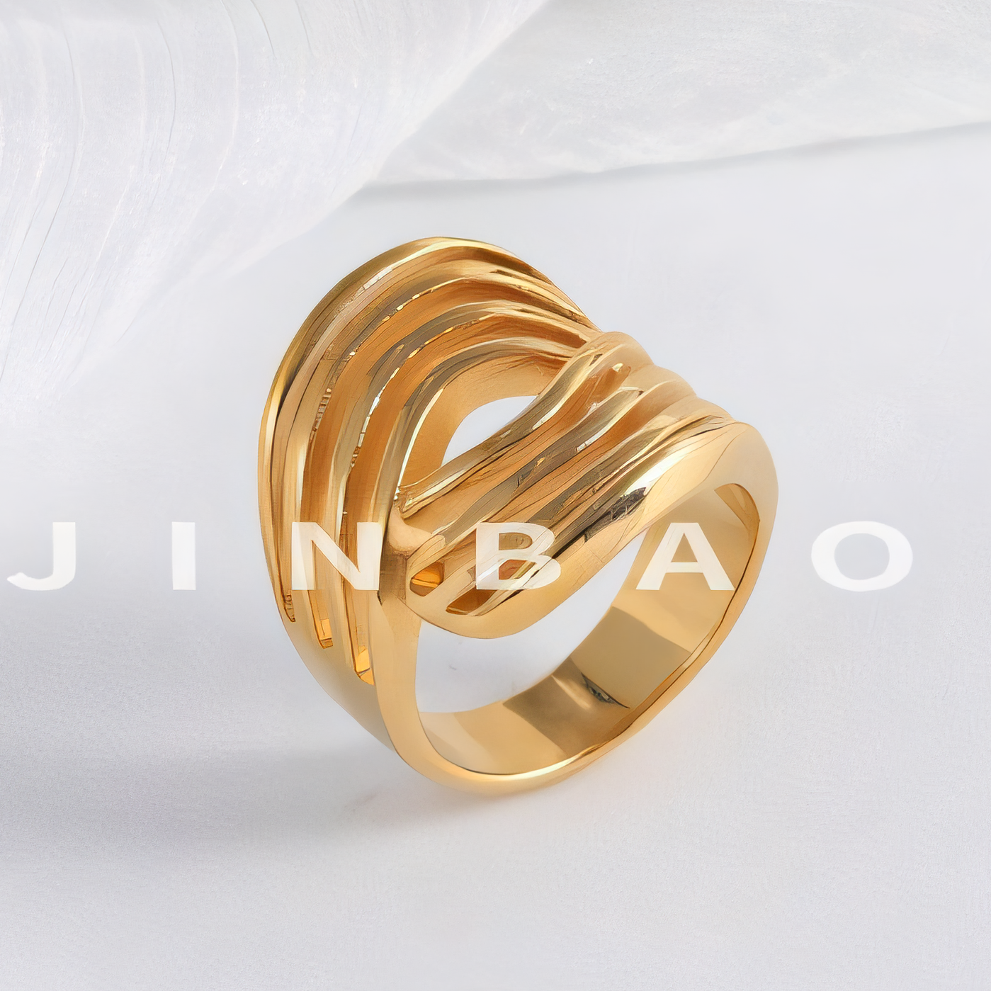 Geometric Layered Design Ring Women's Elegant Stainless Steel Ring | G00915