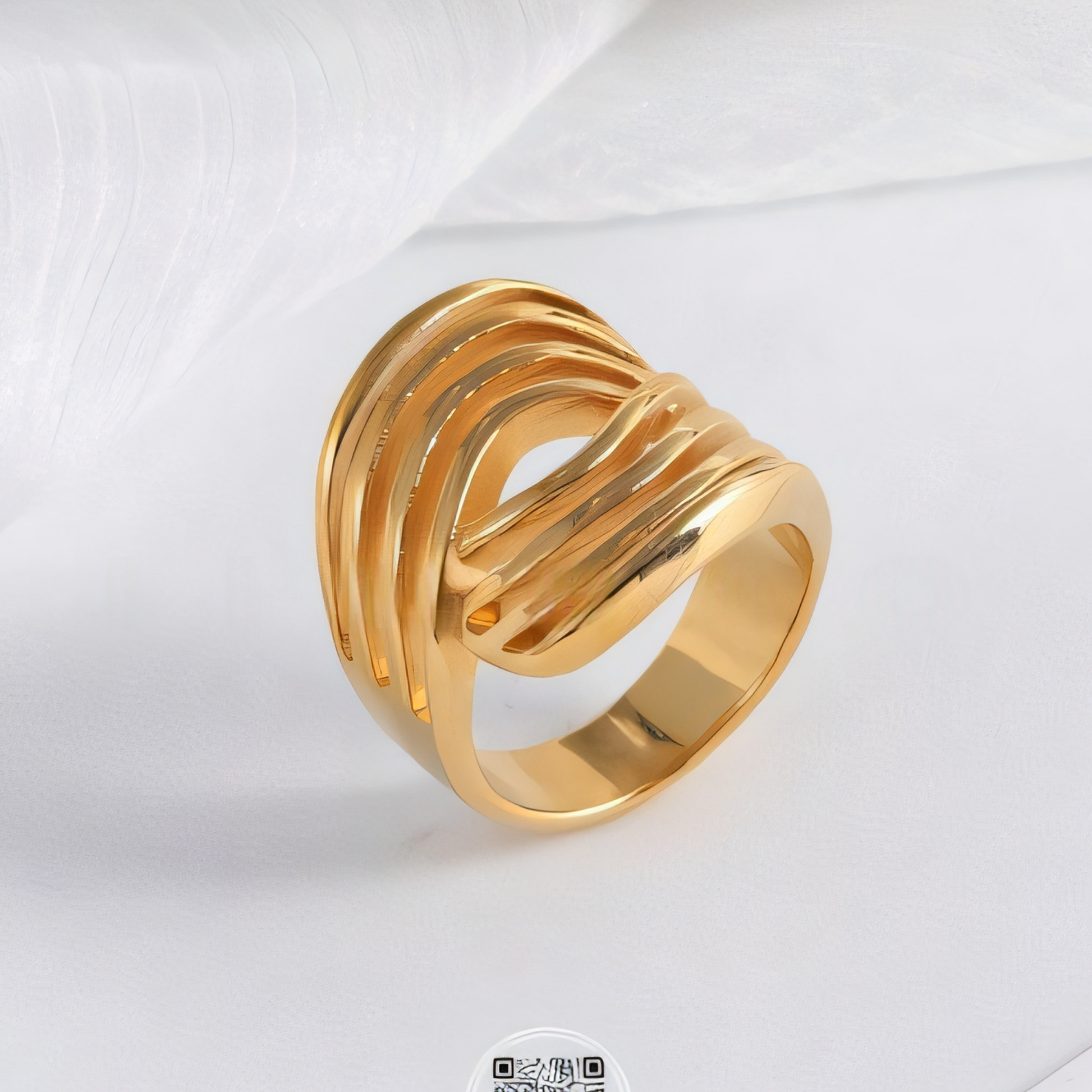 Stainless Steel Wave Design Ring, Trendy Fashion Jewelry for Women