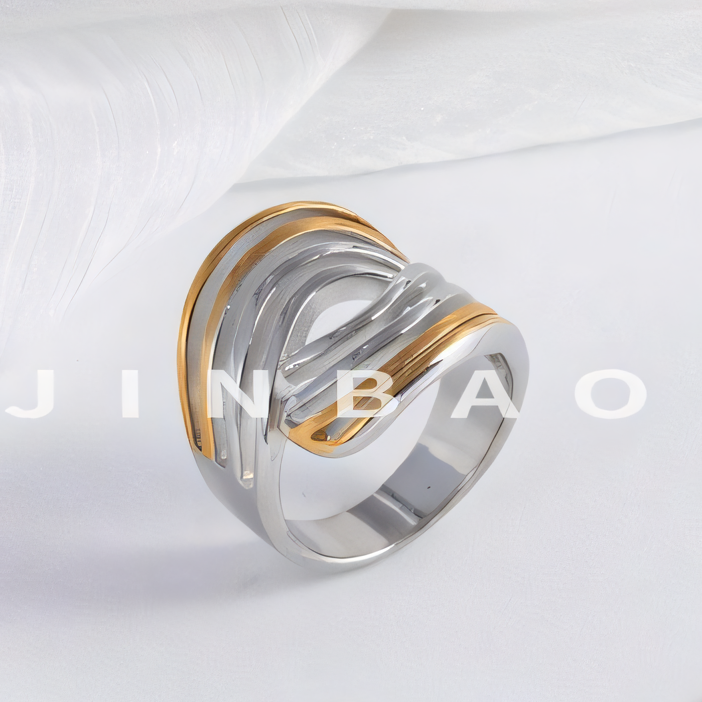 Geometric Layered Design Ring Women's Elegant Stainless Steel Ring | G00915