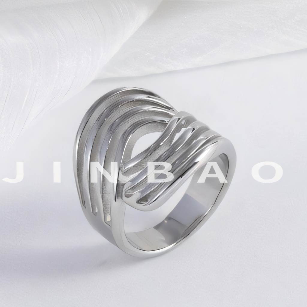 Geometric Layered Design Ring Women's Elegant Stainless Steel Ring | G00915