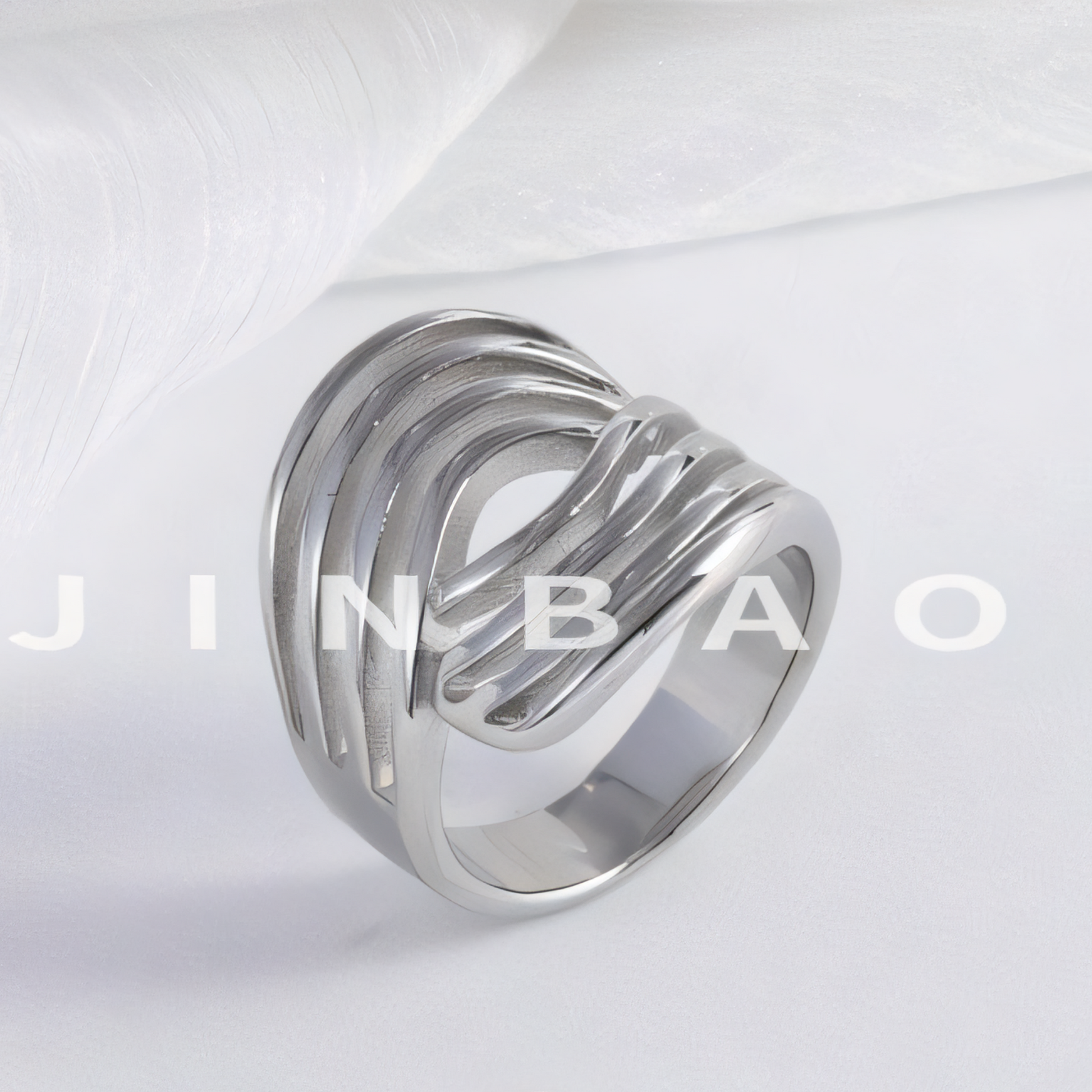 Geometric Layered Design Ring Women's Elegant Stainless Steel Ring | G00915