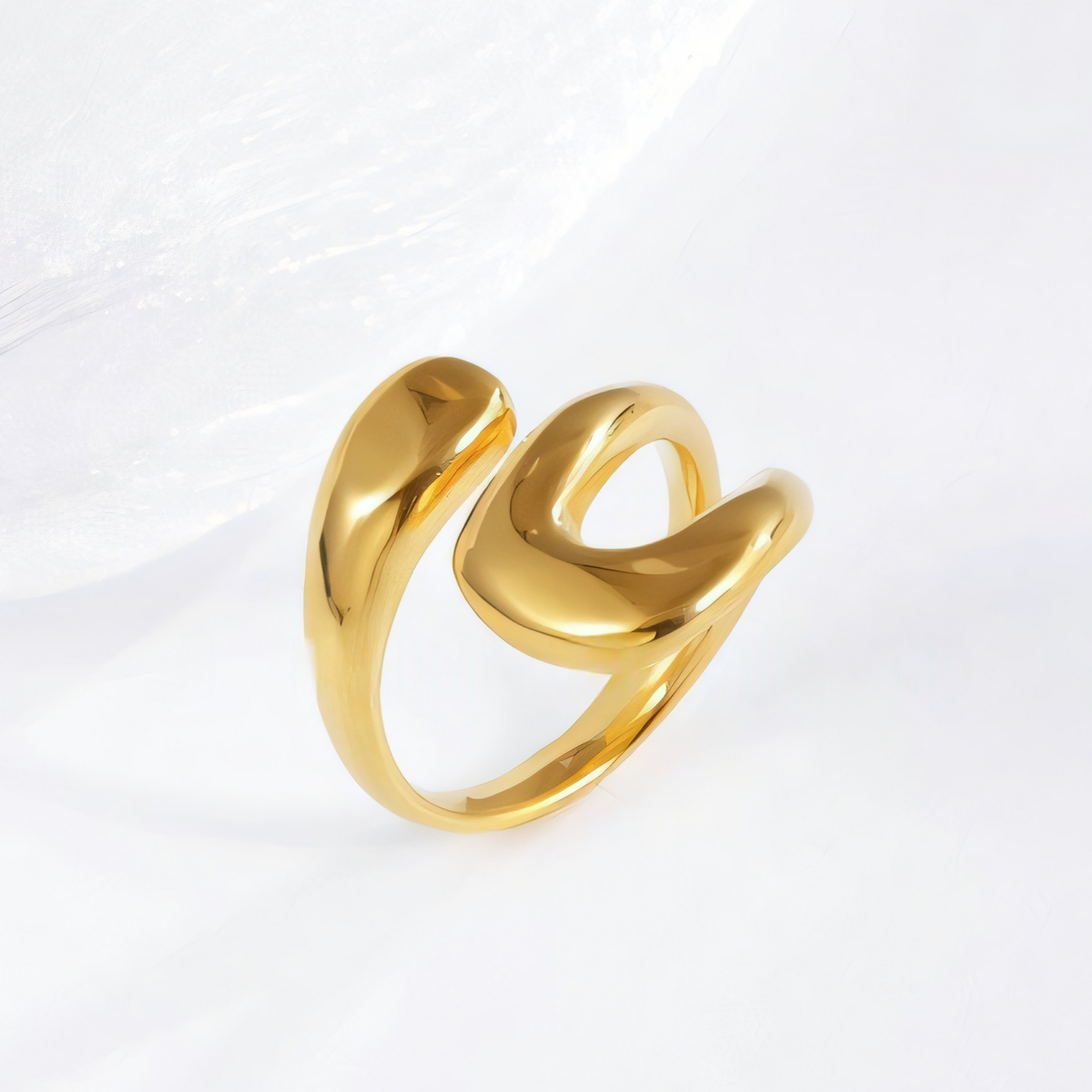 Stainless Steel Wave Design Ring, Trendy Fashion Jewelry for Women