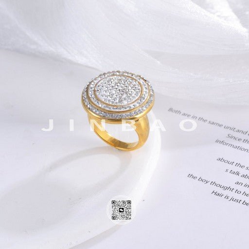 Glossy Double Circle Diamond Ring Men's Classic Minimalist Band | G003825