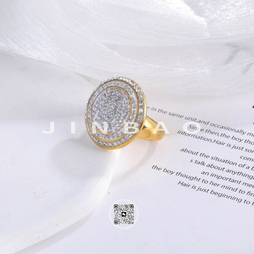 Glossy Double Circle Diamond Ring Men's Classic Minimalist Band | G003825