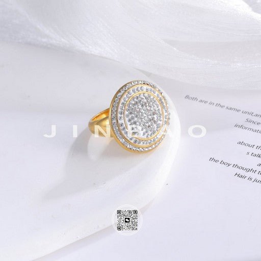 Glossy Double Circle Diamond Ring Men's Classic Minimalist Band | G003825