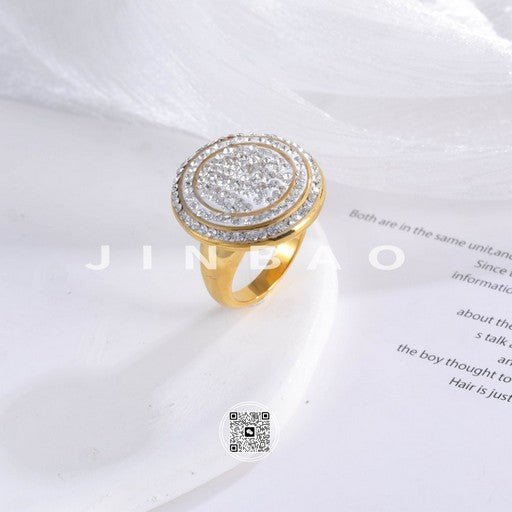 Glossy Double Circle Diamond Ring Men's Classic Minimalist Band | G003825