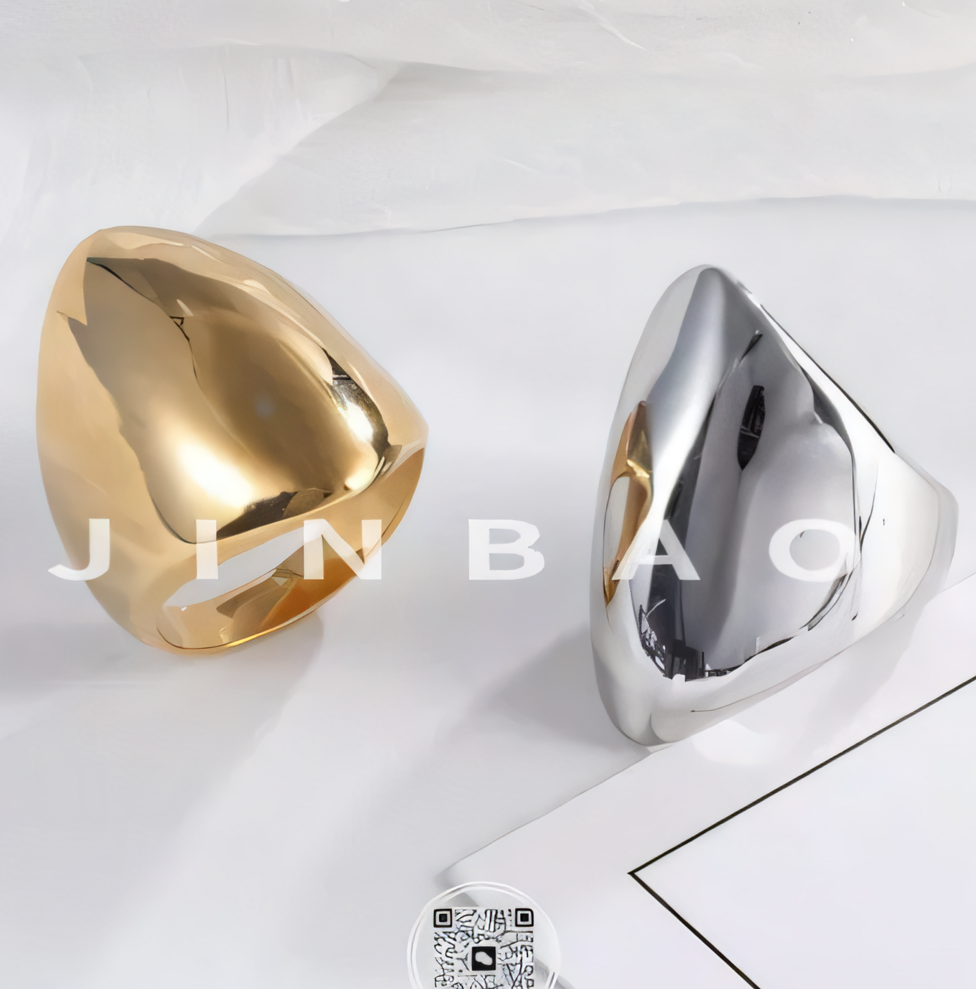 Glossy Oval Design Light Luxury Stainless Steel Unisex Ring | G003576