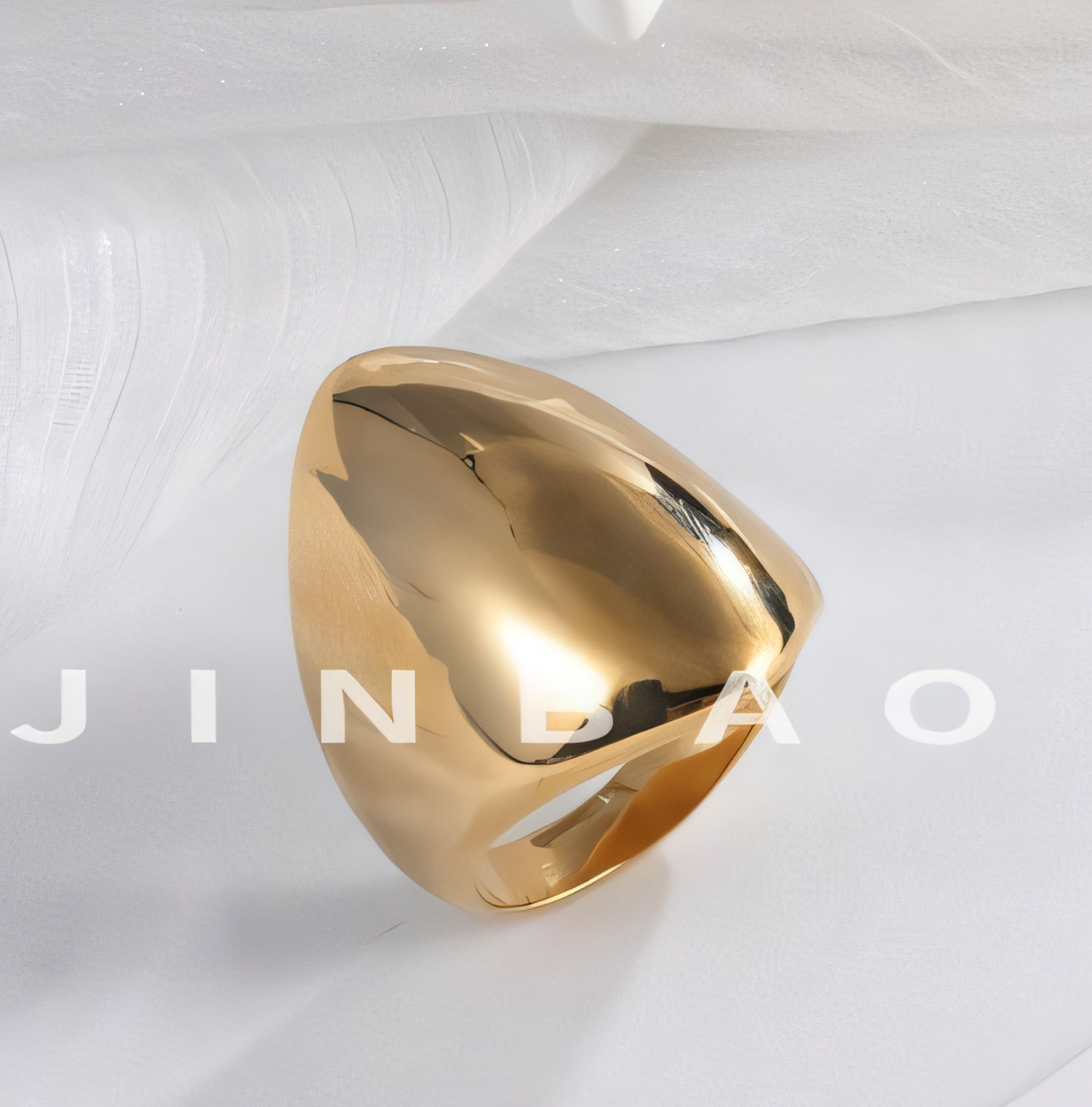 Glossy Oval Design Light Luxury Stainless Steel Unisex Ring | G003576