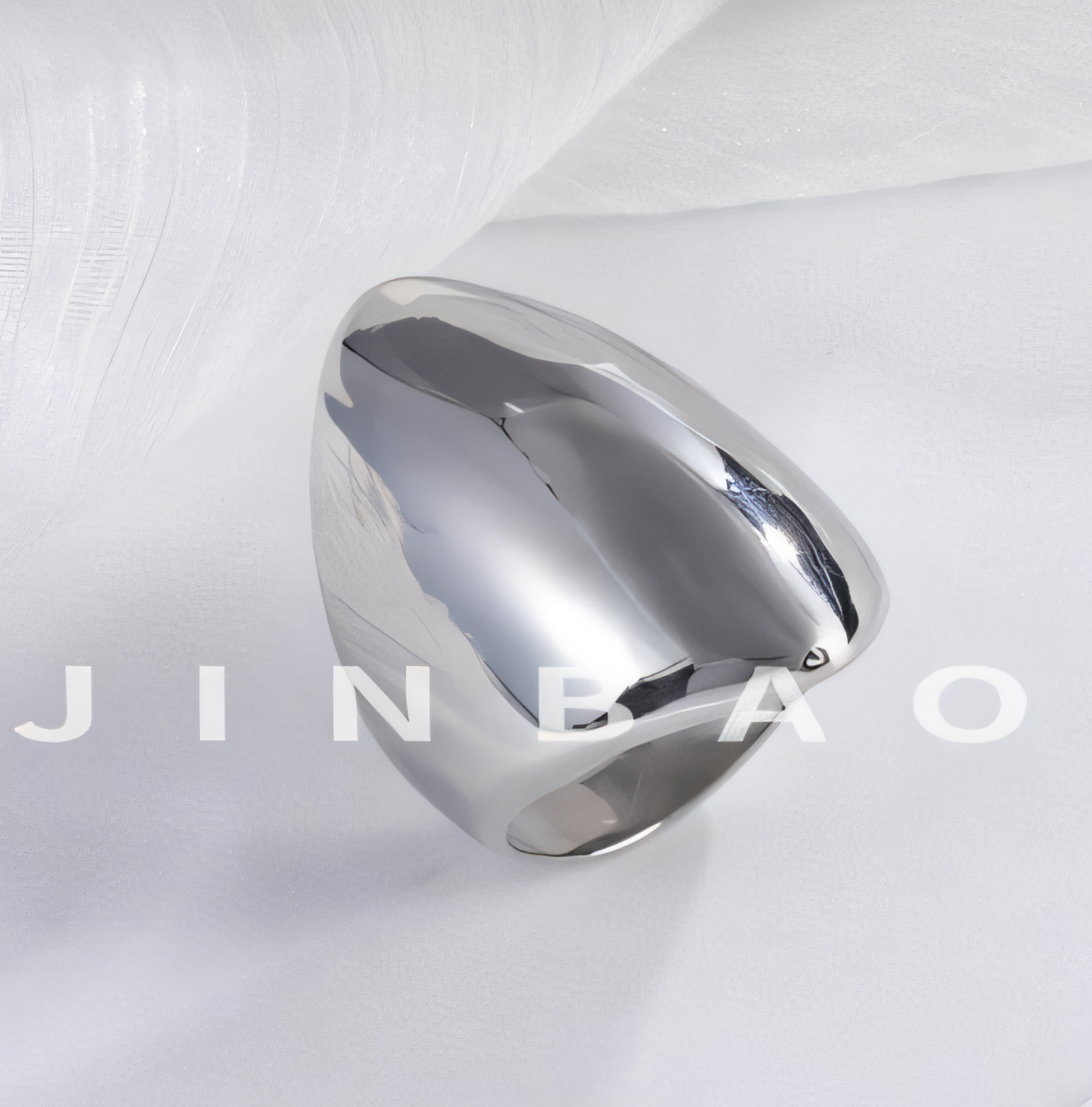 Glossy Oval Design Light Luxury Stainless Steel Unisex Ring | G003576