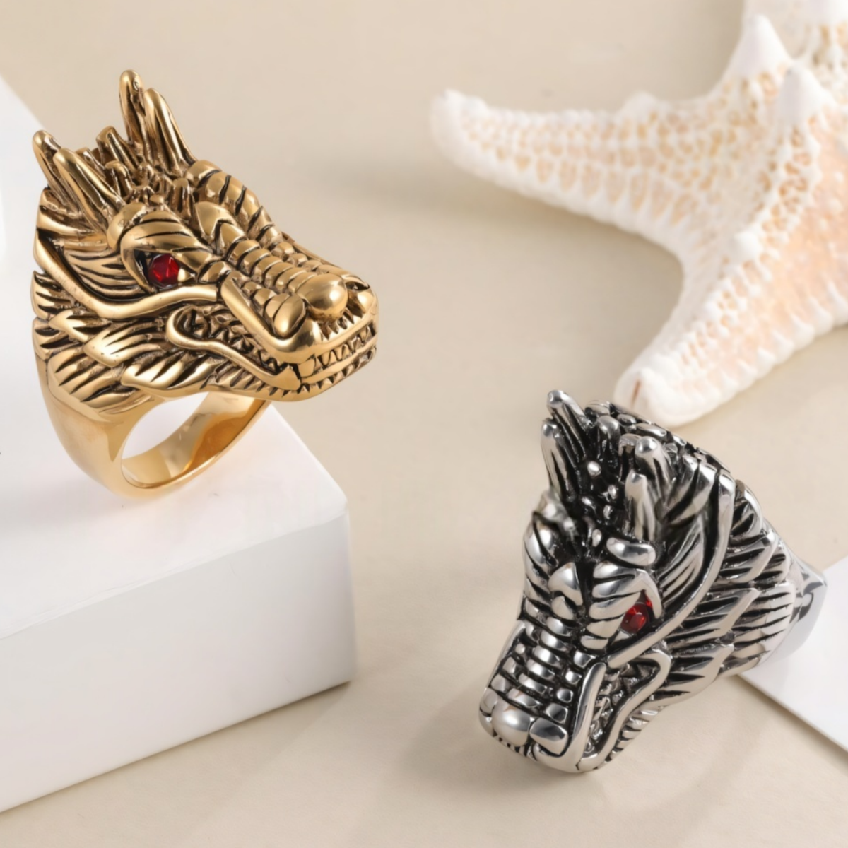 Gothic Dragon Stainless Steel Ring Punk Biker Jewelry | DZ426