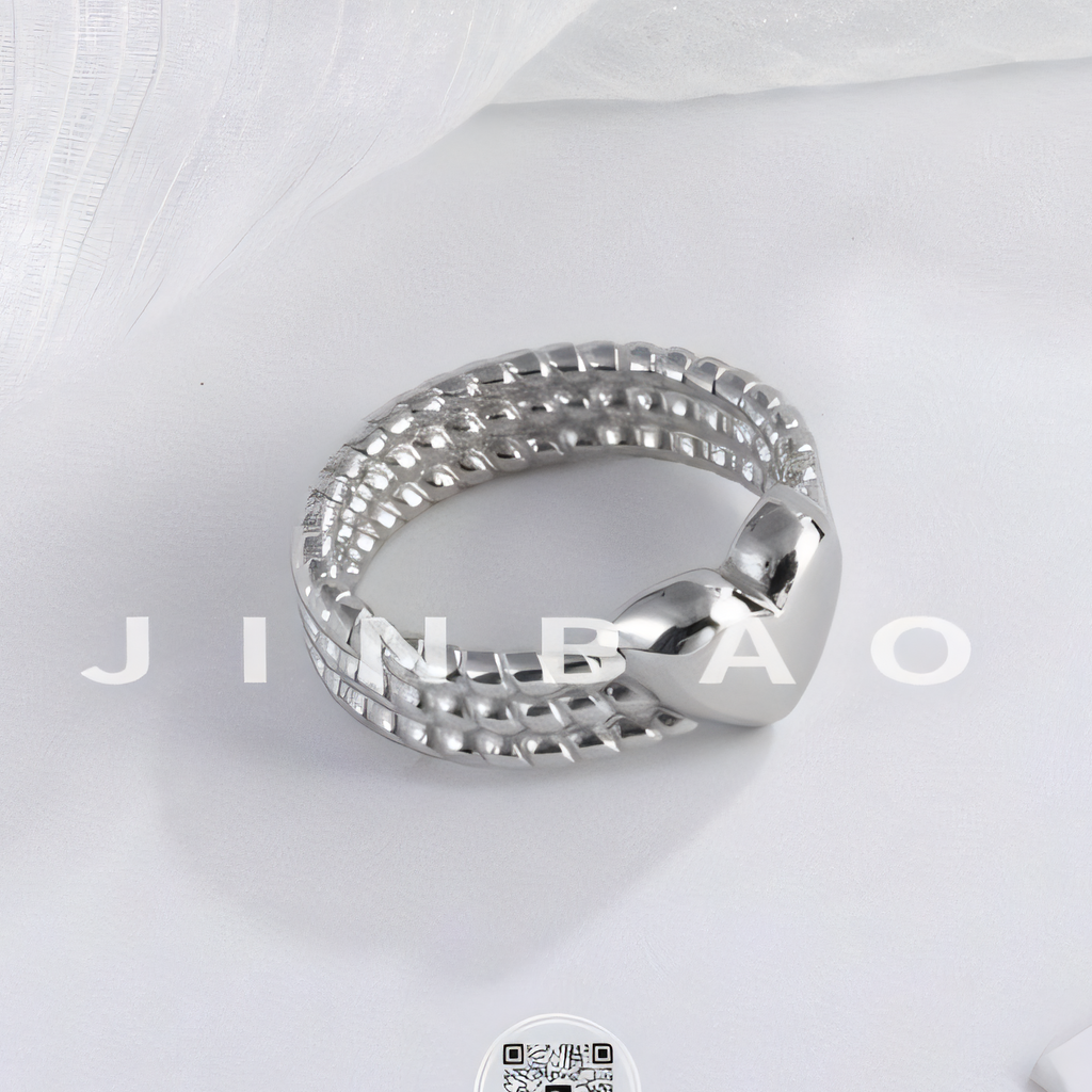 Heart-Shaped Woven Design Light Luxury Stainless Steel Couple Ring | G00530