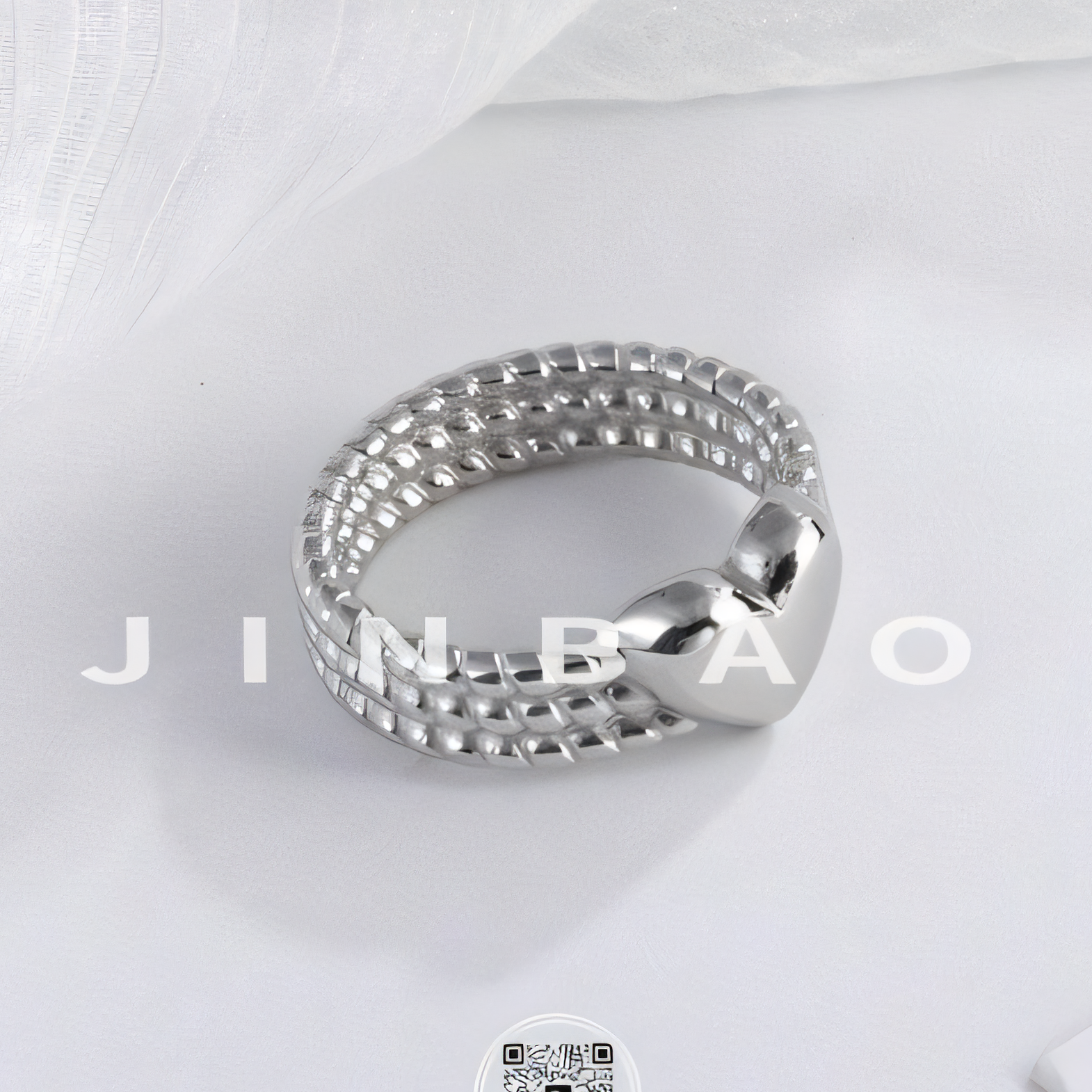 Heart-Shaped Woven Design Light Luxury Stainless Steel Couple Ring | G00530