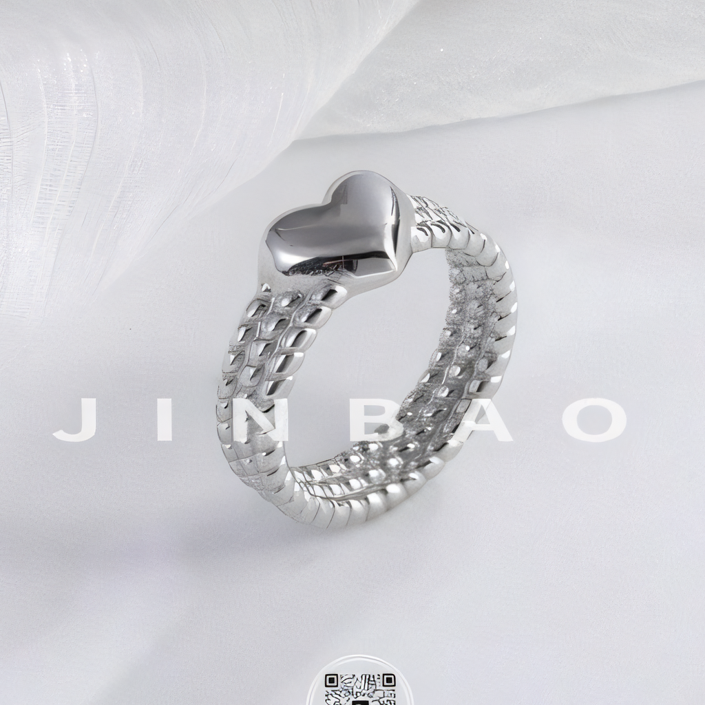 Heart-Shaped Woven Design Light Luxury Stainless Steel Couple Ring | G00530
