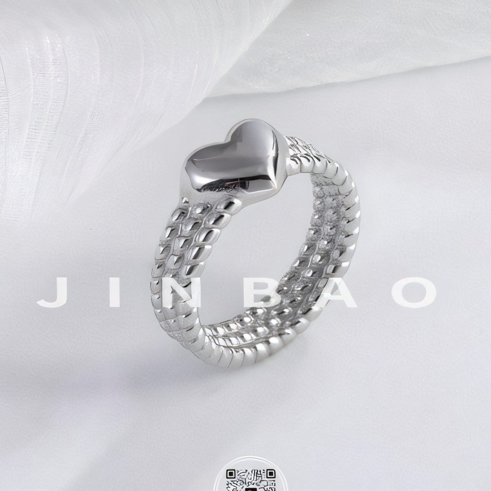 Heart-Shaped Woven Design Light Luxury Stainless Steel Couple Ring | G00530