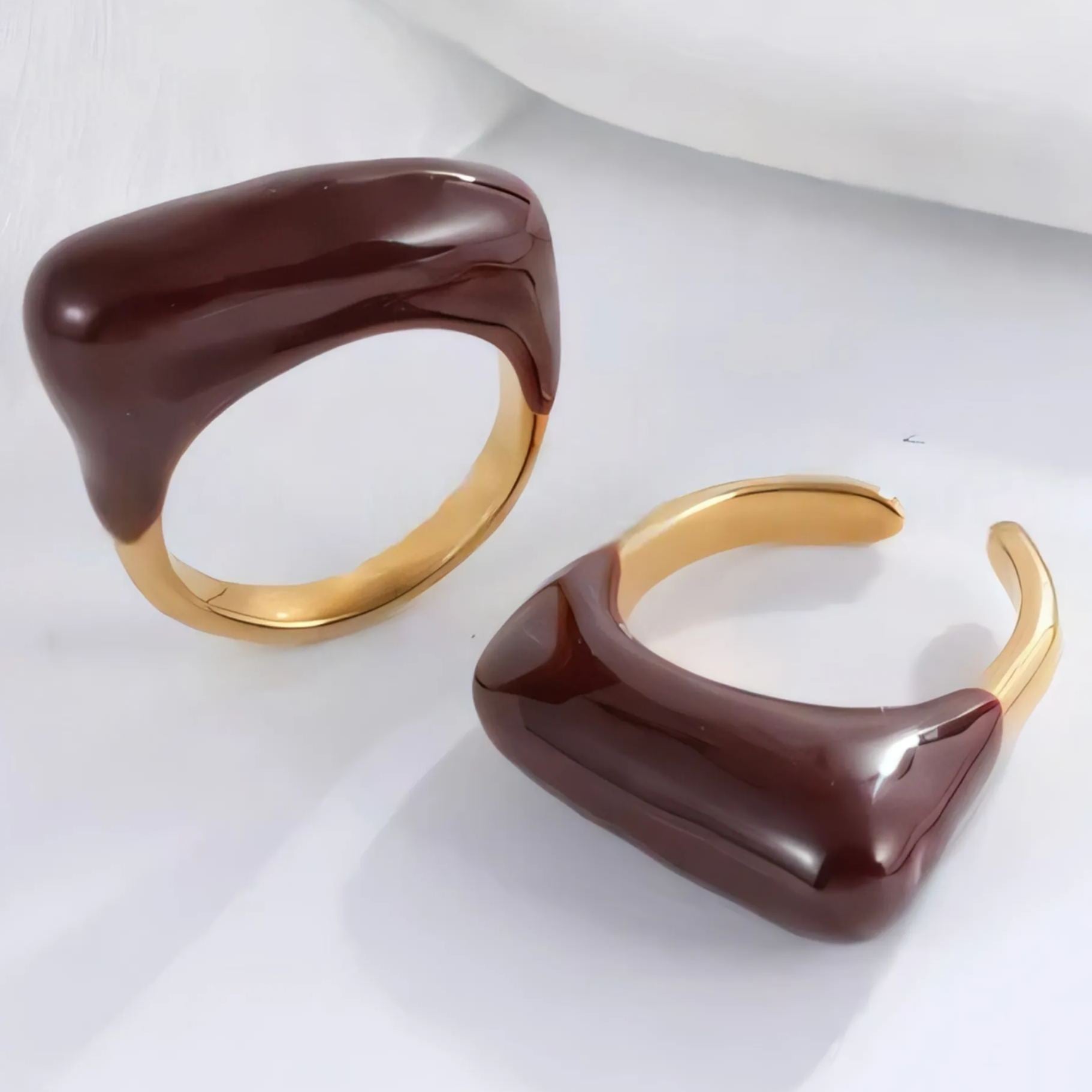 Fashion Streamlined Stainless Steel Gemstone Ring Women's Ring | G004332