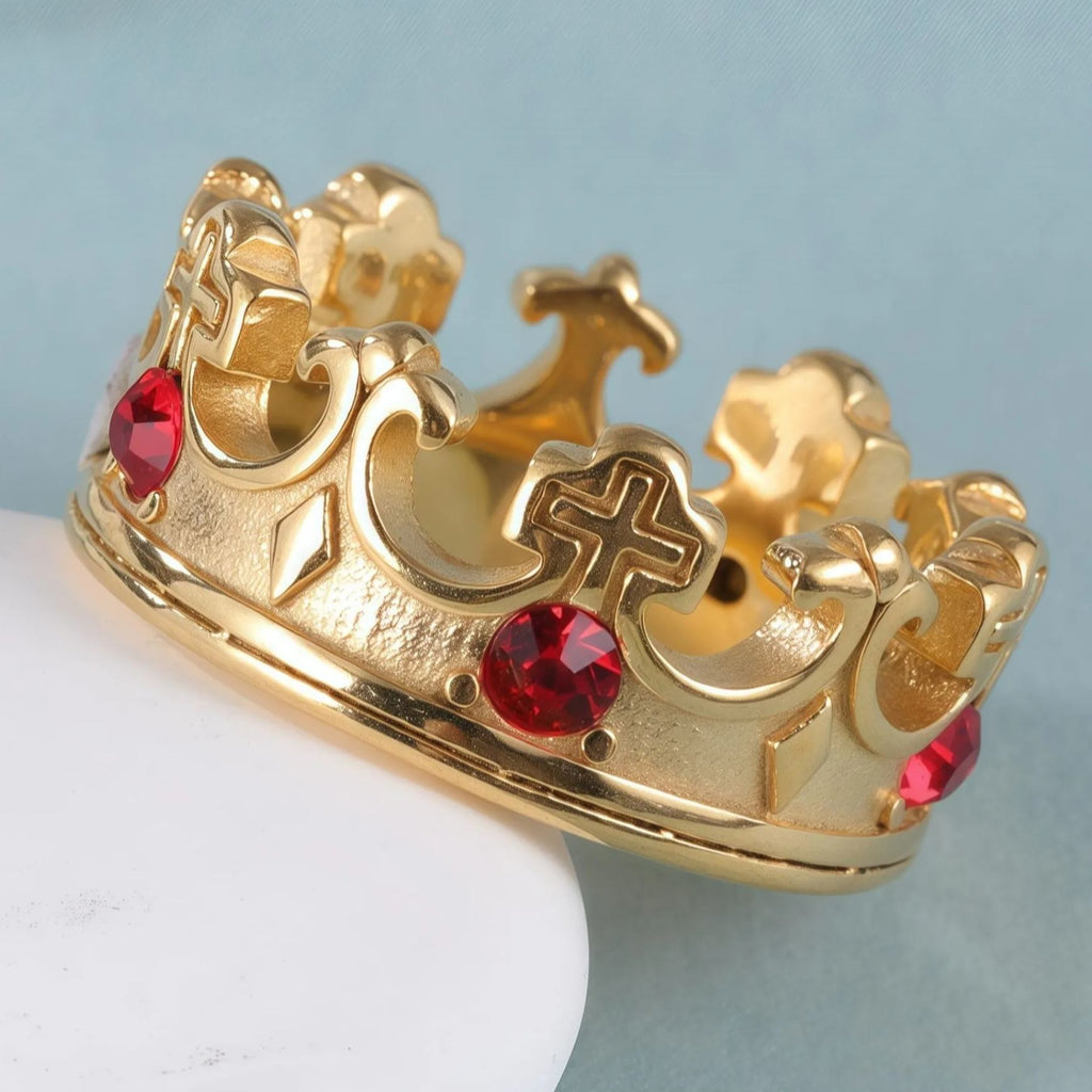 Vintage Cross Design Golden Crown Waterproof Ring丨LIUDZ-62