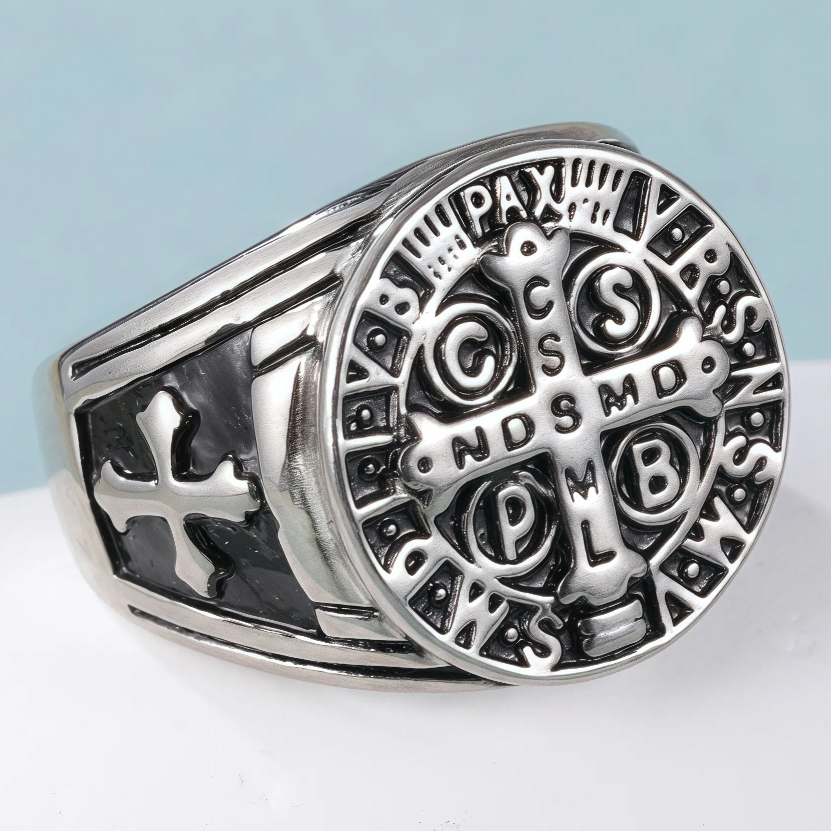 Vintage Religious Style Saint Paul Cross Stainless Steel Man Ring丨DZ879