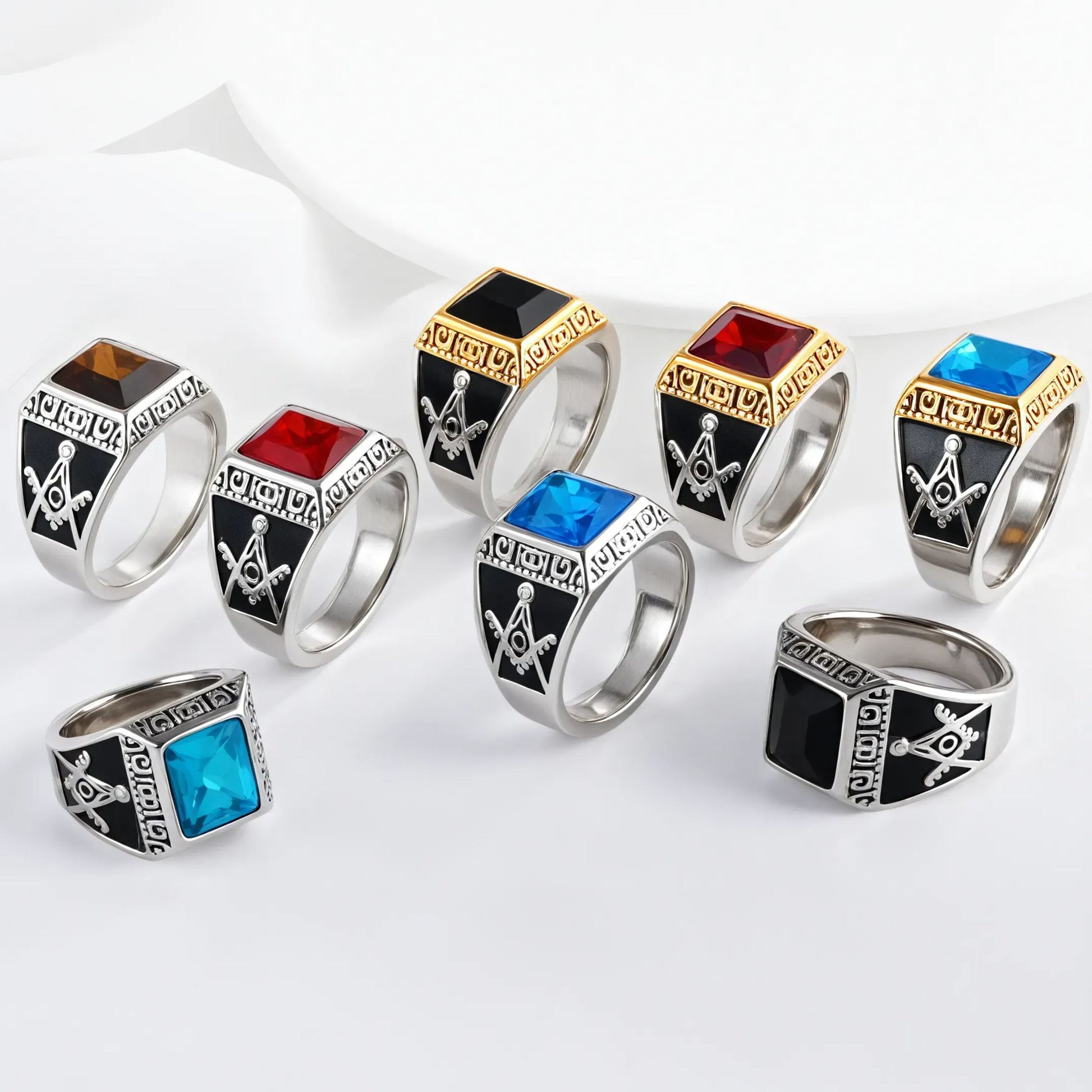 Vintage Gemstone Inlaid Stainless Steel Ring Men's Ring | BL427
