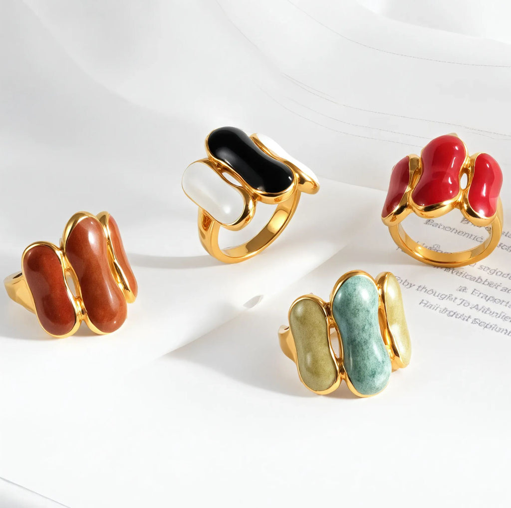 Colorful Curved Stainless Steel Ring Fashion Modern Style Women Ring | G004270D-1