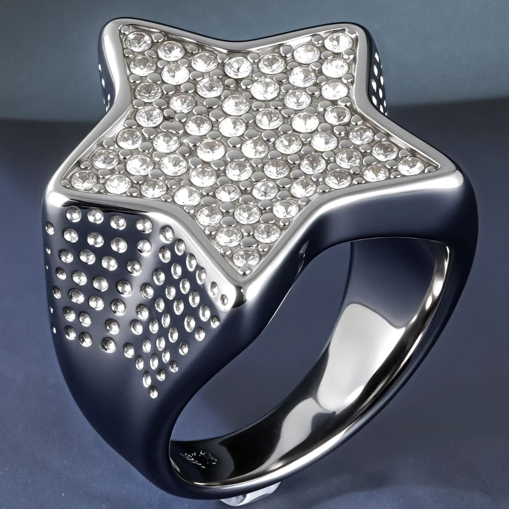 Stainless Steel Ring With Star-Set Diamonds Shining Design丨G002088