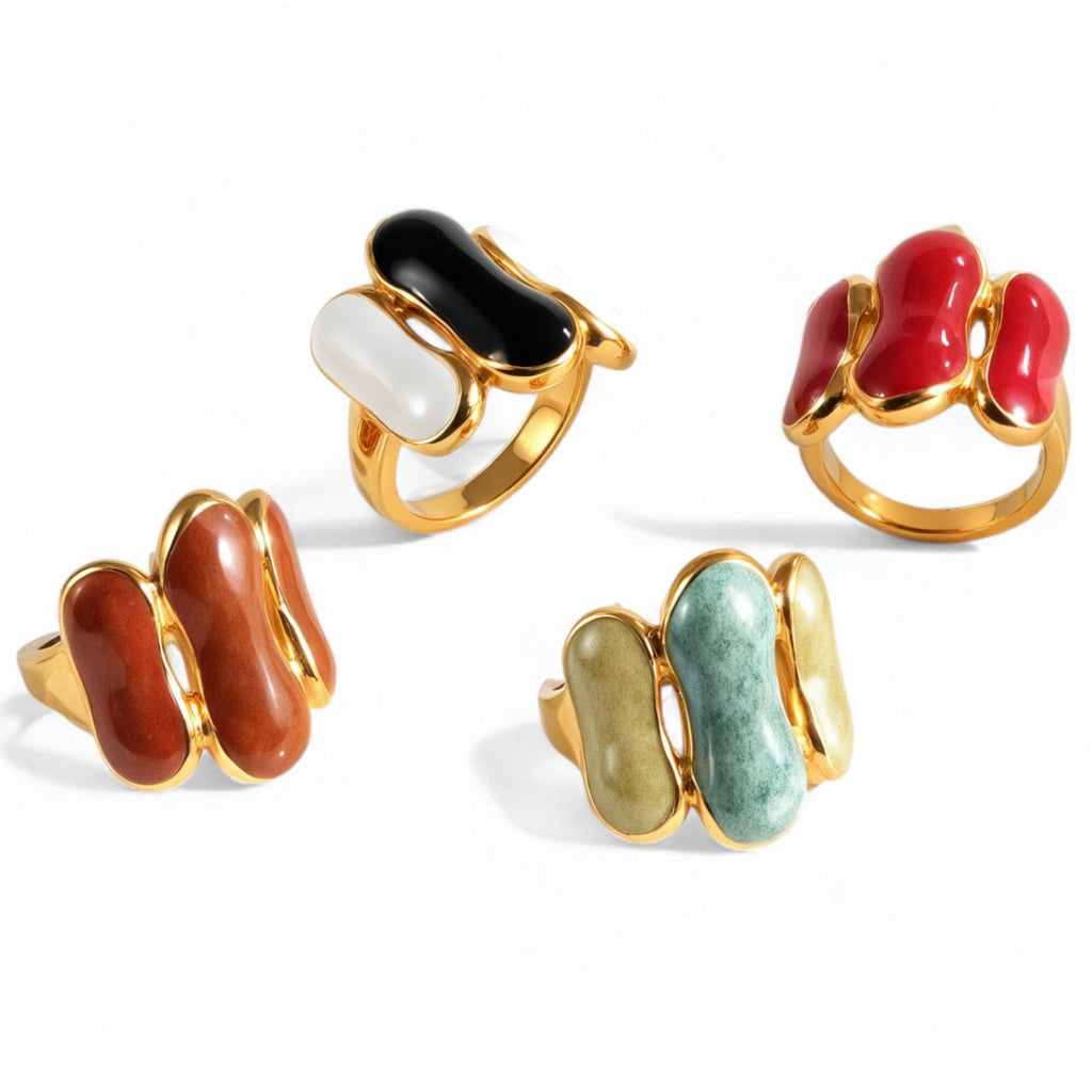 Colorful Curved Stainless Steel Ring Fashion Modern Style Women Ring | G004270D-1