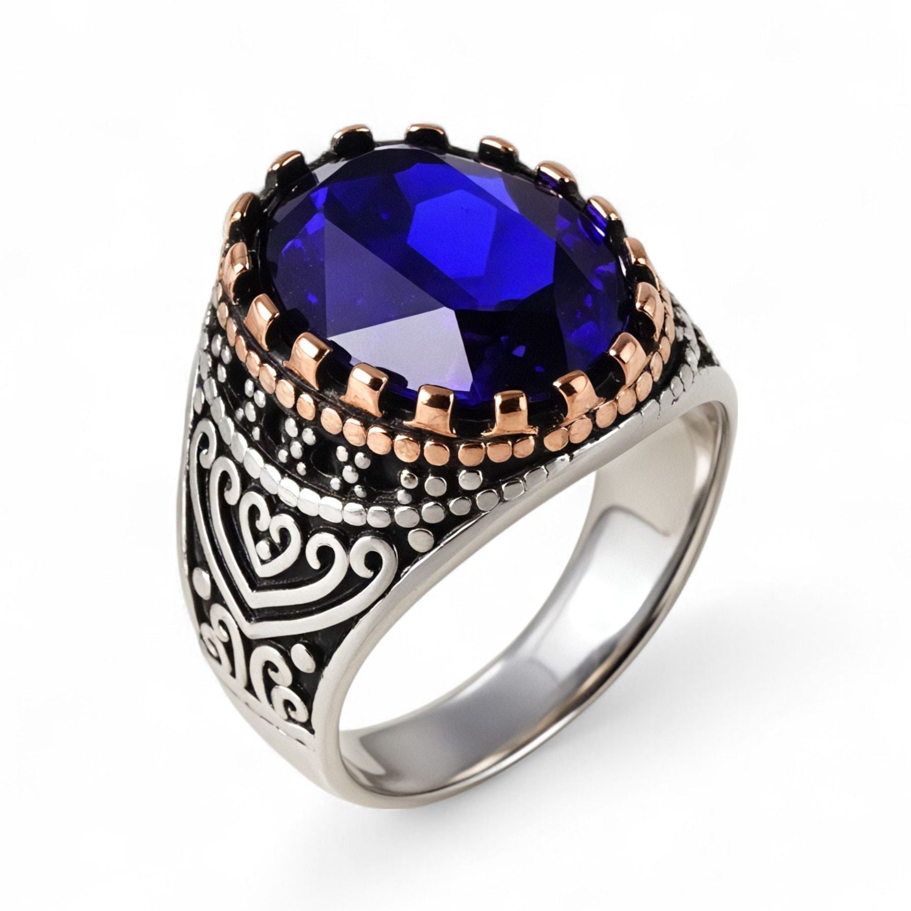 Vintage Inlaid Purple Gemstone Stainless Steel Men's Ring丨BL50