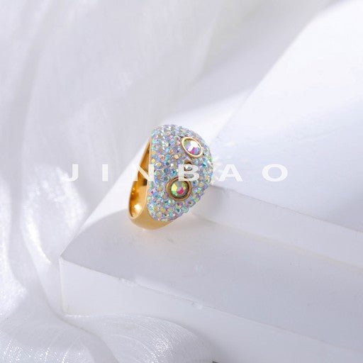 Iridescent Rhinestone Inlaid Creative Personalized Stainless Steel Women's Ring | G005448