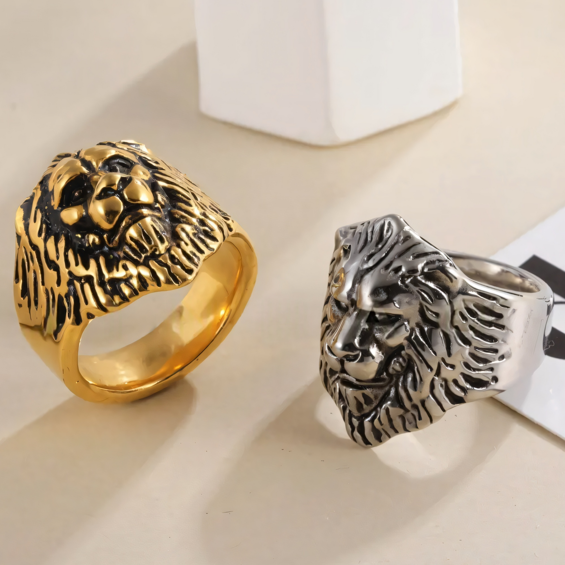 Lion Head Stainless Steel Ring Men's Fashion Vintage Design | DZ1831