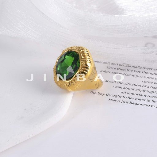 Luxurious Gemstone Design Ring Women's Gold Stainless Steel Ring | G004668