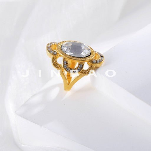 Luxurious Gemstone Inlaid Stainless Steel Ring for Women | PL821