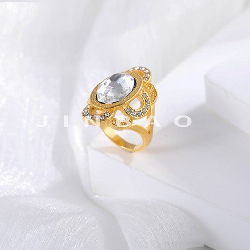 Luxurious Gemstone Inlaid Stainless Steel Ring for Women | PL821