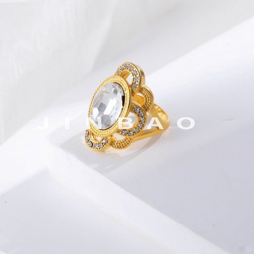 Luxurious Gemstone Inlaid Stainless Steel Ring for Women | PL821