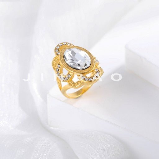 Luxurious Gemstone Inlaid Stainless Steel Ring for Women | PL821