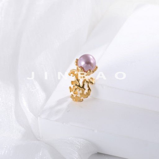 Luxury Artistic Gold Pearl Ring Baroque Style Jewelry For Women | G005450
