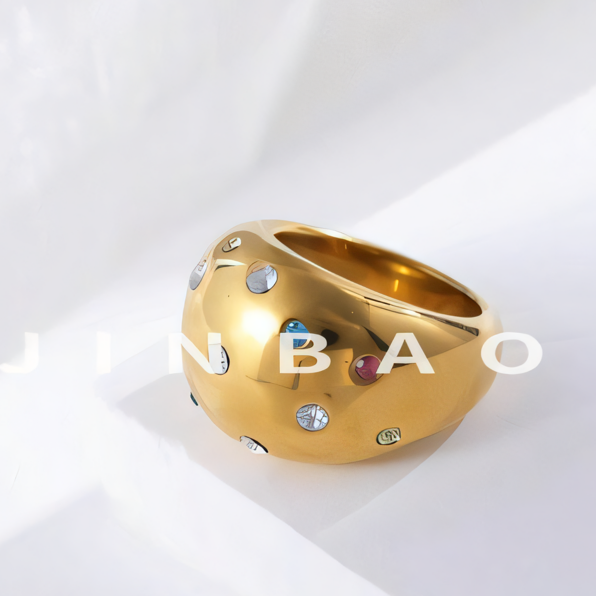 Luxury Crystal Inlaid Stainless Steel Ring Retro Design Women Ring | G004689