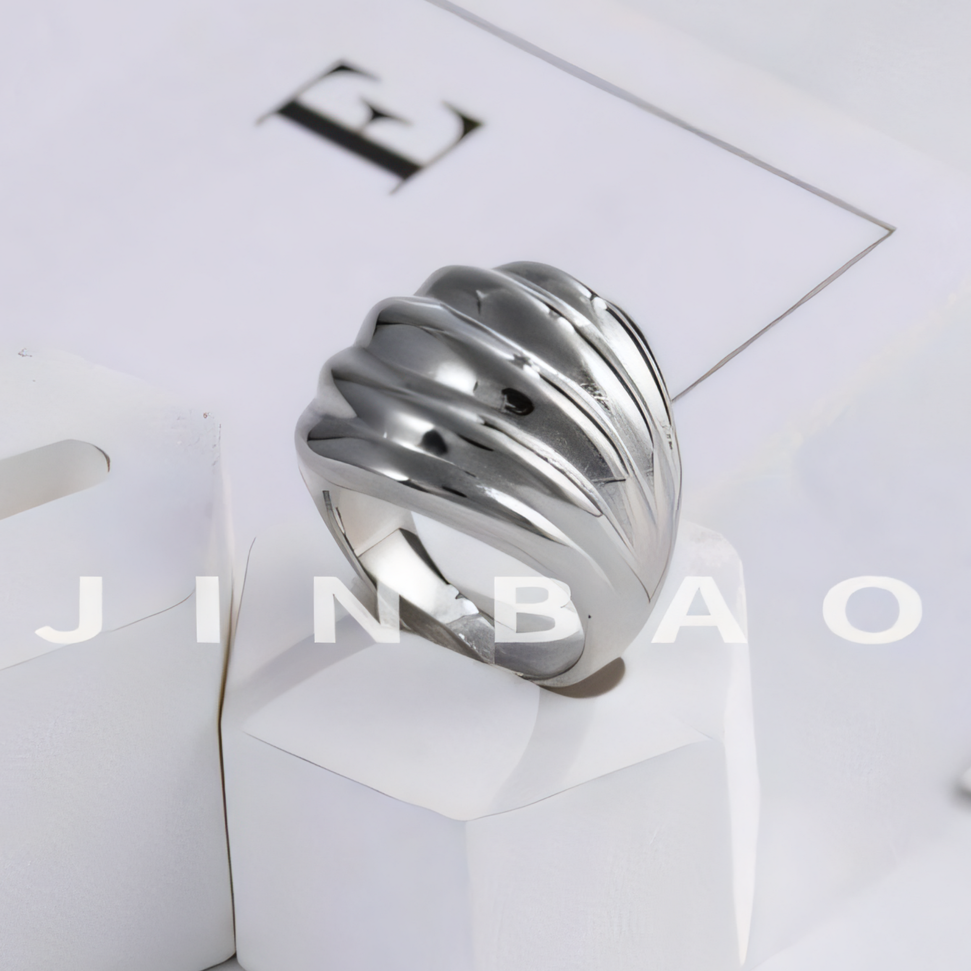 Luxury Gold Wave Shape Stainless Steel Ring for Women | ML053