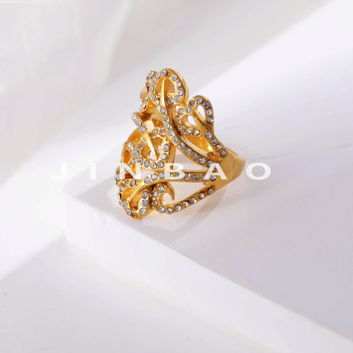 Luxury Rhinestone Gold Band Ring for Women | G005442