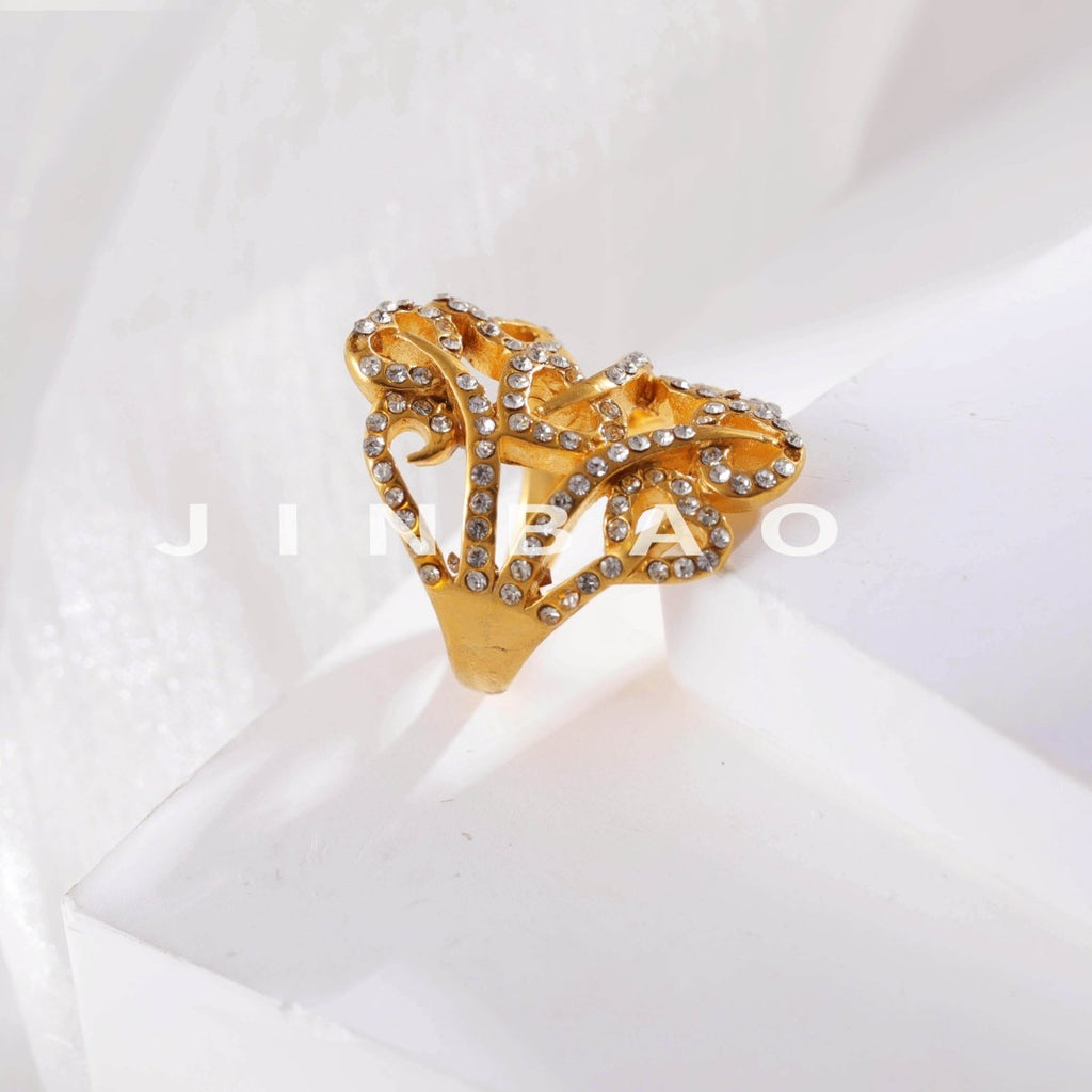 Luxury Rhinestone Gold Band Ring for Women | G005442