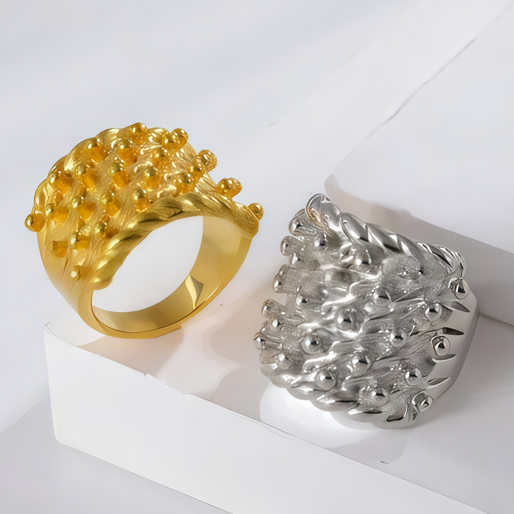 Luxury Textured Ring Stainless Steel Chunky Design Fashion Ring for Women | G002121